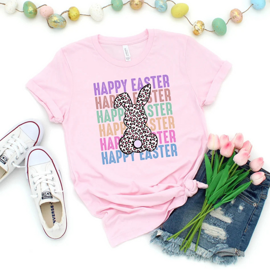 Happy Easter Leopard Bunny Tshirt
