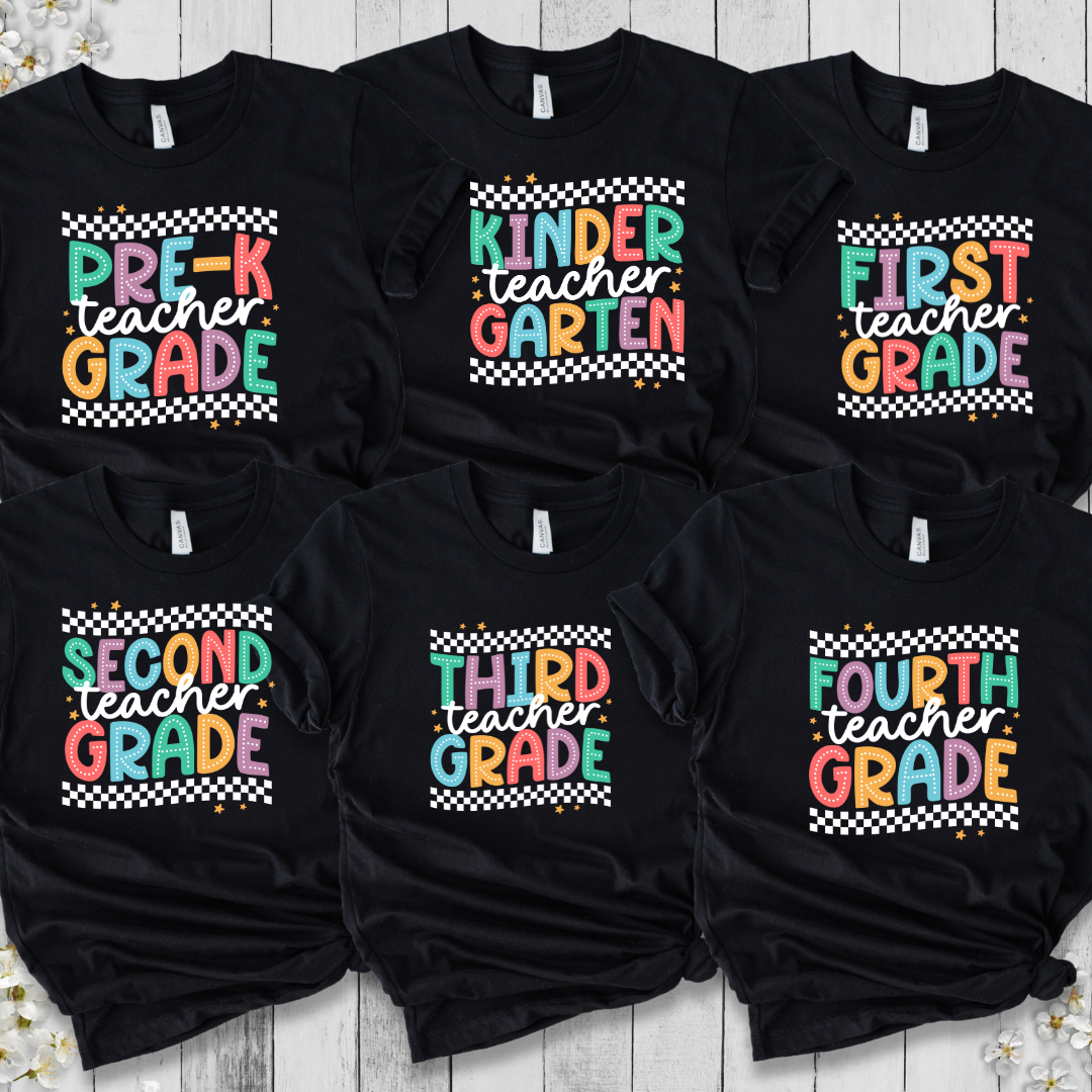 Dots and Checkers Grade Level Shirts