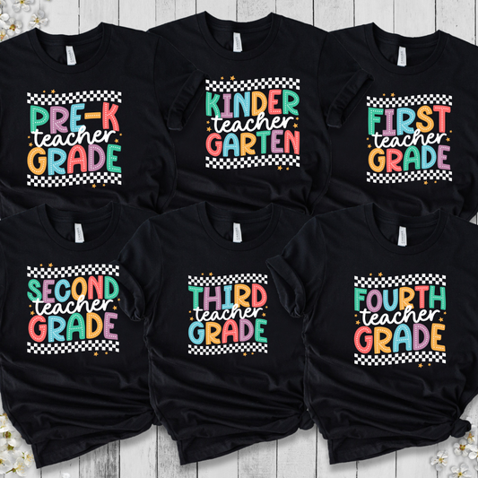 Dots and Checkers Grade Level Shirts