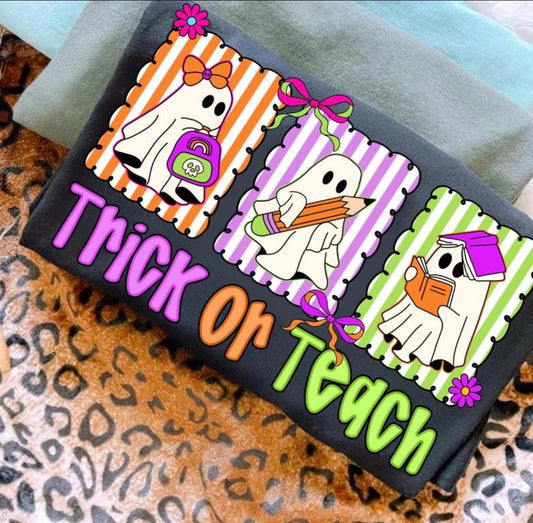 Trick or Teach Ghosts Halloween T-shirt