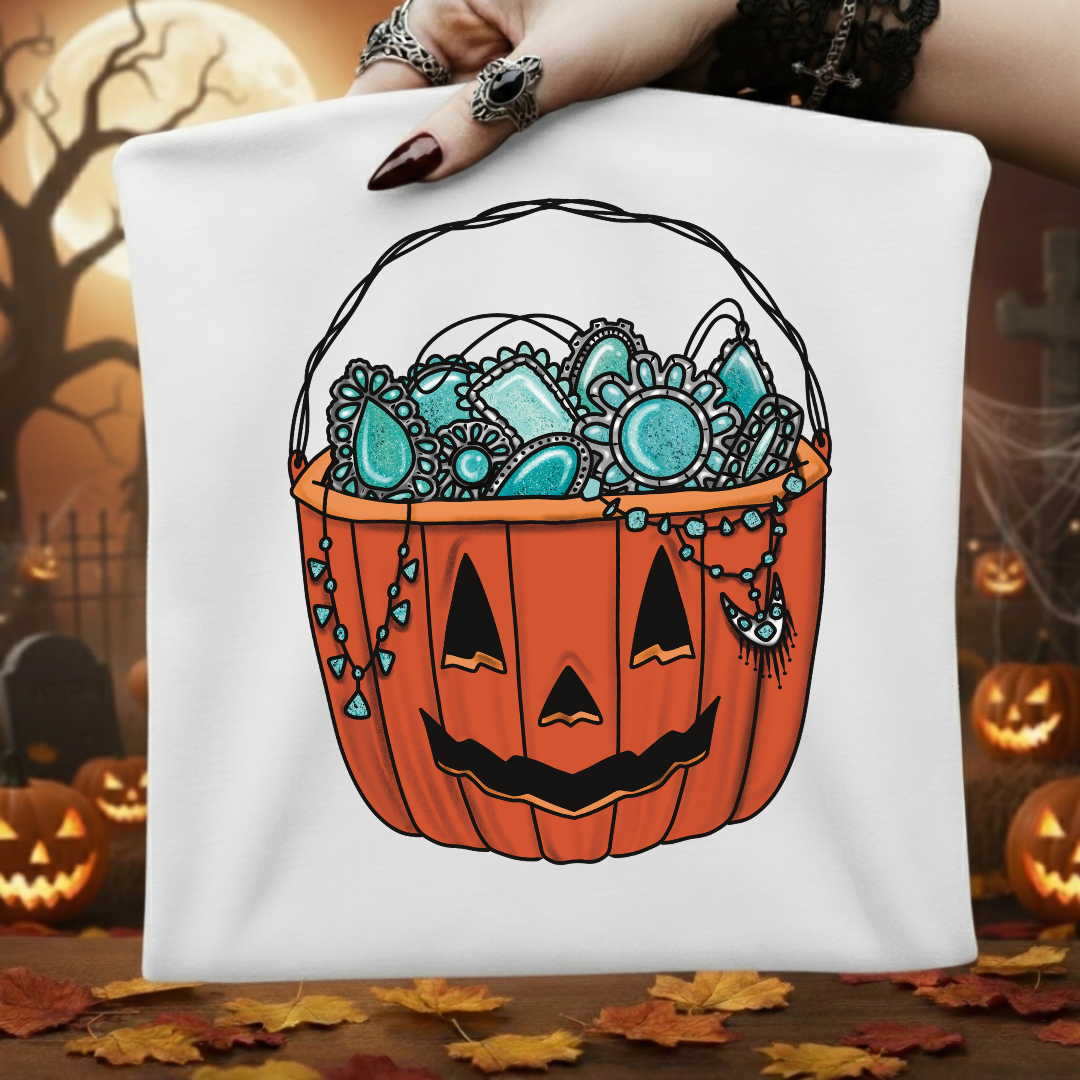 Turquoise Trick or Treat  Halloween T-shirt